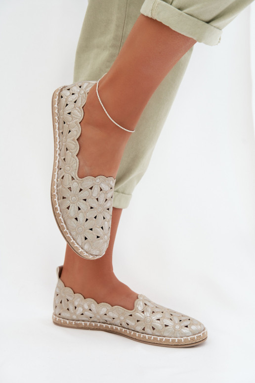 Moteriškas Įsispiriamo modelio Balerinos su gėlytėmis aukso spalvos Vennice