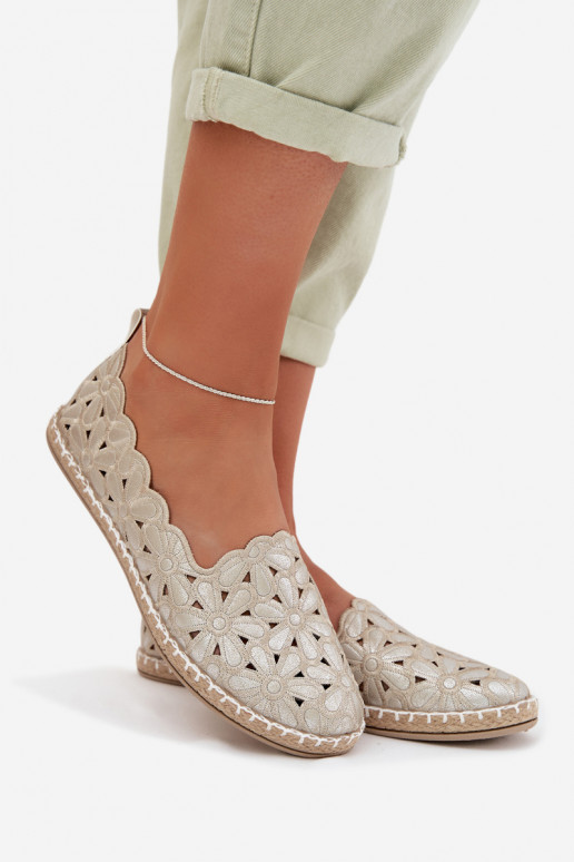 Moteriškas Įsispiriamo modelio Balerinos su gėlytėmis aukso spalvos Vennice