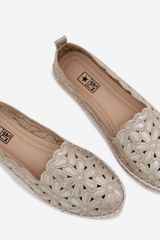 Moteriškas Įsispiriamo modelio Balerinos su gėlytėmis aukso spalvos Vennice