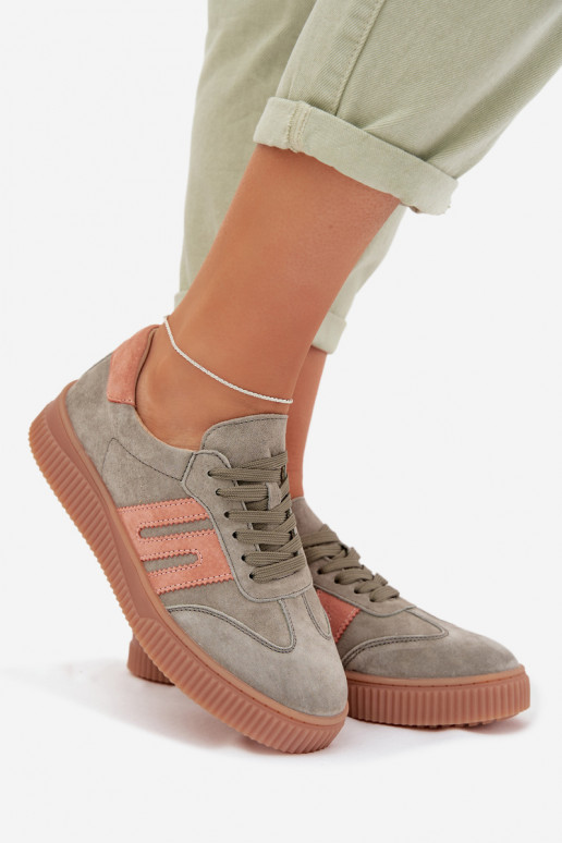 Sneakers modelio batai MoteriškassuĮjungtaturalnego iš zomšosu žalios spalvos Delyssia