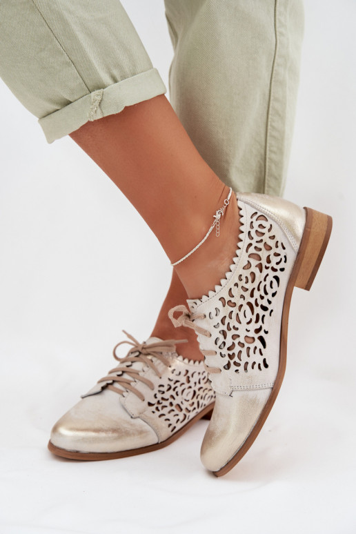 Oda su aužūro elementais batai Moteriškas Zazoo 3195 aukso spalvos