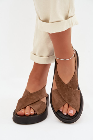 Moteriškos basutėssuĮjungtaturalnego iš zomšosu Zazoo 3196 rudos spalvos