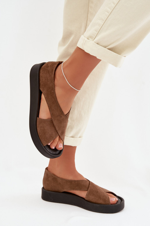 Moteriškos basutėssuĮjungtaturalnego iš zomšosu Zazoo 3196 rudos spalvos