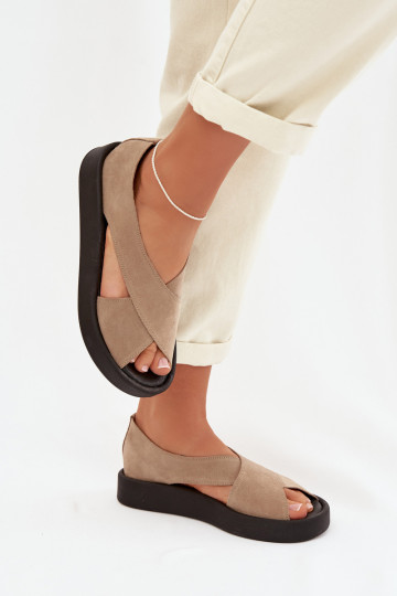 Moteriškos basutėssuĮjungtaturalnego iš zomšosu Zazoo 3196 smėlio spalvos