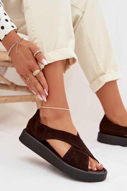 Moteriškos basutėssuĮjungtaturalnego iš zomšosu Zazoo 3196 CzekoladoĮe