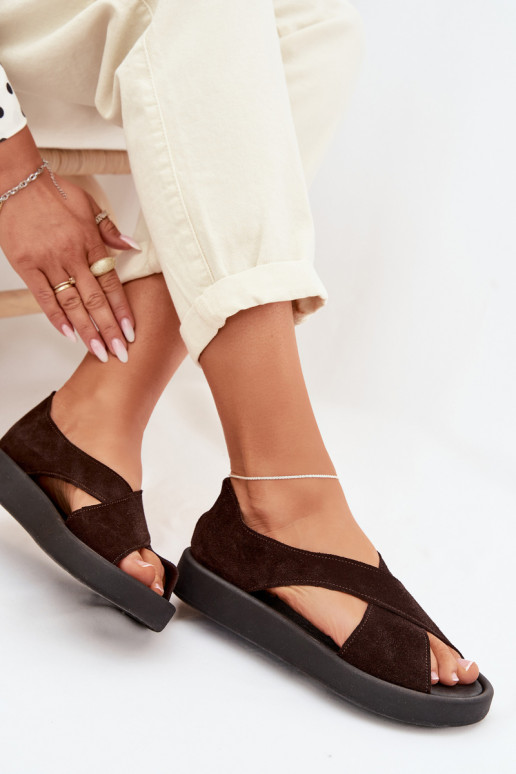 Moteriškos basutėssuĮjungtaturalnego iš zomšosu Zazoo 3196 CzekoladoĮe