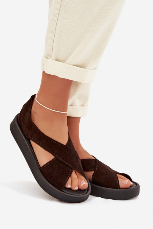 Moteriškos basutėssuĮjungtaturalnego iš zomšosu Zazoo 3196 CzekoladoĮe