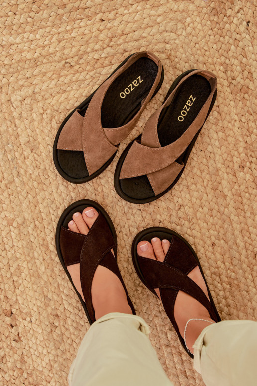 Moteriškos basutėssuĮjungtaturalnego iš zomšosu Zazoo 3196 CzekoladoĮe