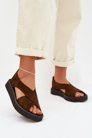 Moteriškos basutėssuĮjungtaturalnego iš zomšosu Zazoo 3196 rudos spalvos