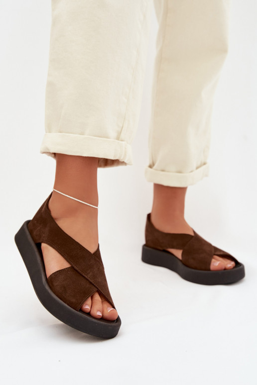 Moteriškos basutėssuĮjungtaturalnego iš zomšosu Zazoo 3196 rudos spalvos