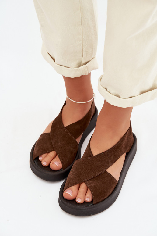 Moteriškos basutėssuĮjungtaturalnego iš zomšosu Zazoo 3196 rudos spalvos