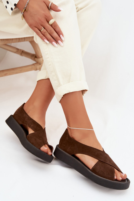 Moteriškos basutėssuĮjungtaturalnego iš zomšosu Zazoo 3196 rudos spalvos