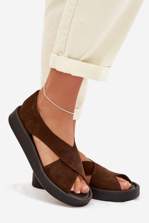 Moteriškos basutėssuĮjungtaturalnego iš zomšosu Zazoo 3196 rudos spalvos