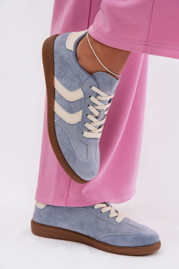 Sneakers modelio batai Moteriškassuiš eko zomšosu mėlynos spalvos Jesavella