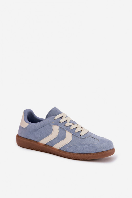 Sneakers modelio batai Moteriškassuiš eko zomšosu mėlynos spalvos Jesavella