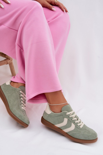 Sneakers modelio batai Moteriškassuiš eko zomšosu žalios spalvos Jesavella