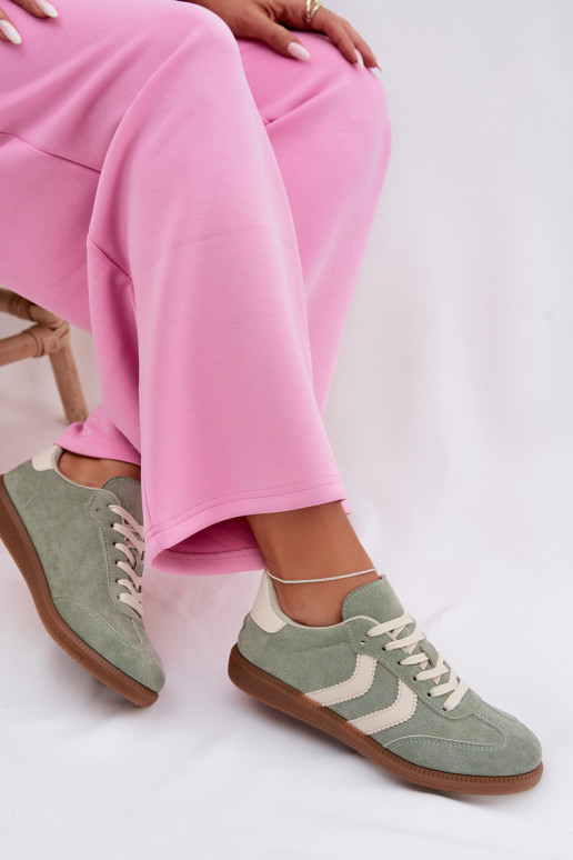 Sneakers modelio batai Moteriškassuiš eko zomšosu žalios spalvos Jesavella