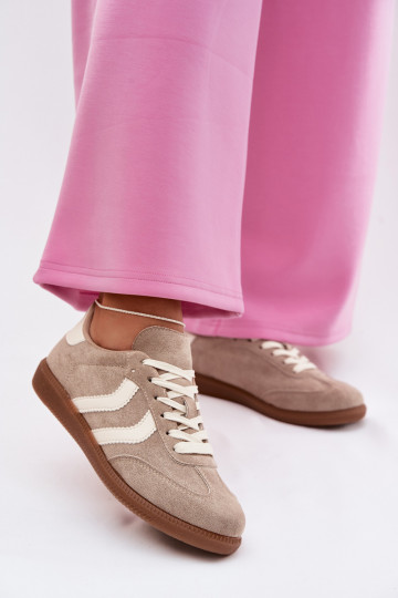 Sneakers modelio batai Moteriškassuiš eko zomšosu smėlio spalvos Jesavella