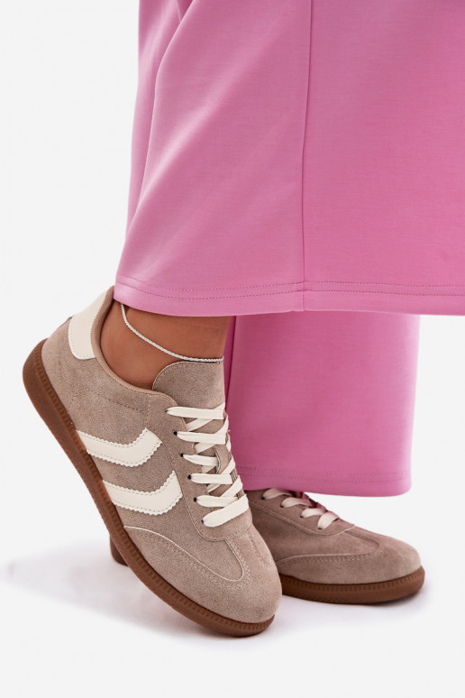 Sneakers modelio batai Moteriškassuiš eko zomšosu smėlio spalvos Jesavella