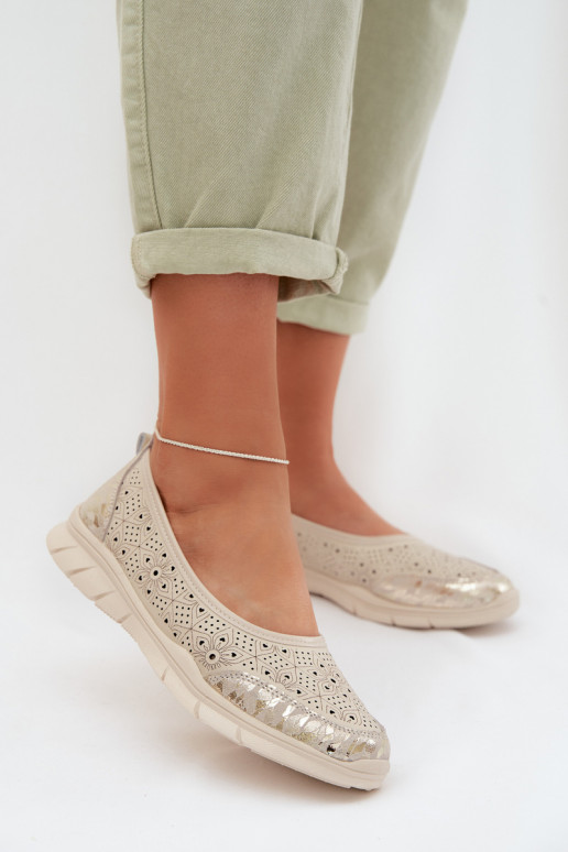 Ažūrinės balerinossuĮjungtaturalnej Skóry smėlio spalvos Palorette
