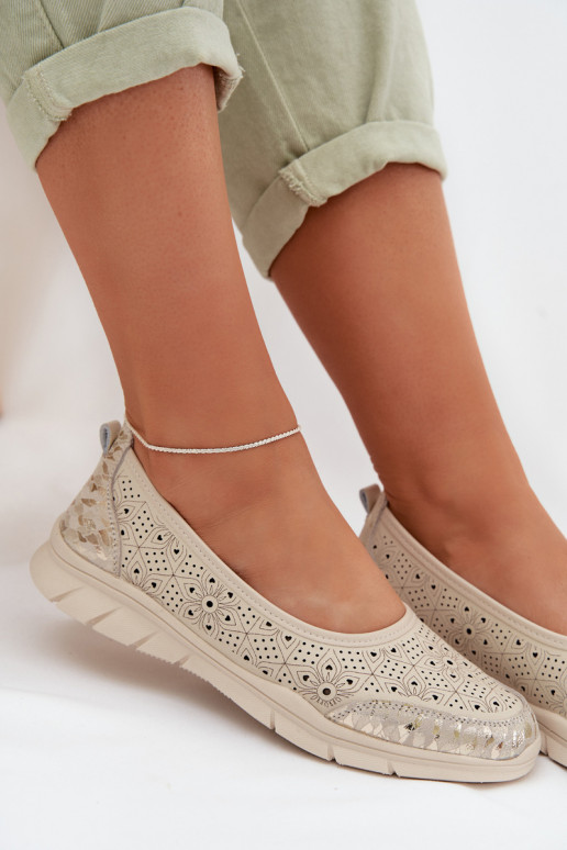 Ažūrinės balerinossuĮjungtaturalnej Skóry smėlio spalvos Palorette