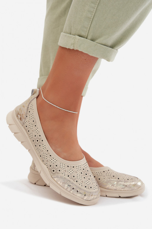 Ažūrinės balerinossuĮjungtaturalnej Skóry smėlio spalvos Palorette