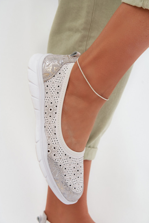 Oda Ažūrinės balerinos S.Barski GR61-5973 baltos spalvos