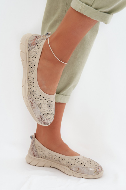 Oda Ažūrinės balerinos S.Barski GR61-5973 smėlio spalvos