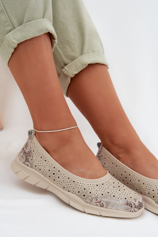 Oda Ažūrinės balerinos S.Barski GR61-5973 smėlio spalvos