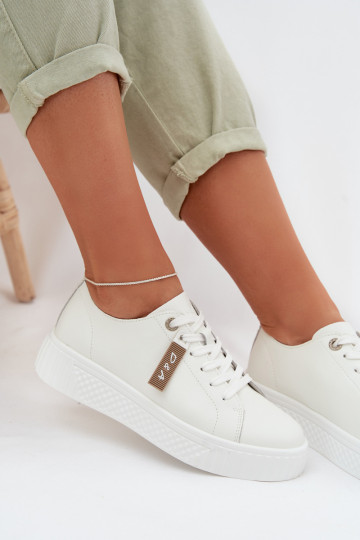 Sneakers modelio batai MoteriškassuĮjungtaturalnej Skóry D&A GR61-5591 baltos spalvos