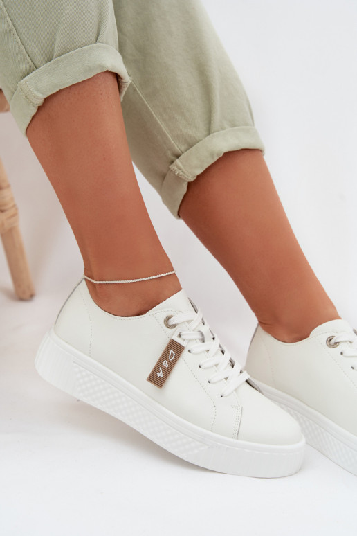 Sneakers modelio batai MoteriškassuĮjungtaturalnej Skóry D&A GR61-5591 baltos spalvos