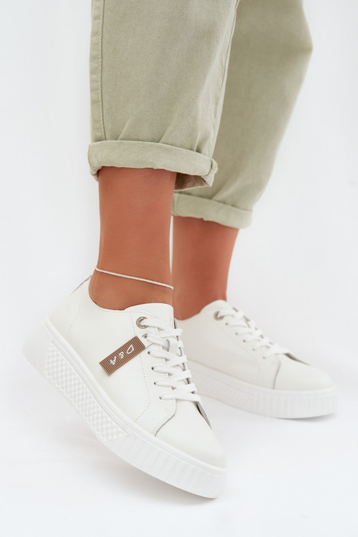 Sneakers modelio batai MoteriškassuĮjungtaturalnej Skóry D&A GR61-5591 baltos spalvos