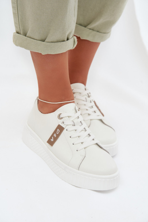 Sneakers modelio batai MoteriškassuĮjungtaturalnej Skóry D&A GR61-5591 baltos spalvos