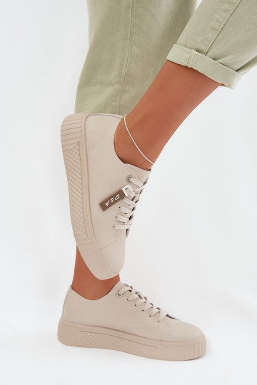 Sneakers modelio batai MoteriškassuĮjungtaturalnej Skóry D&A GR61-5591 smėlio spalvos