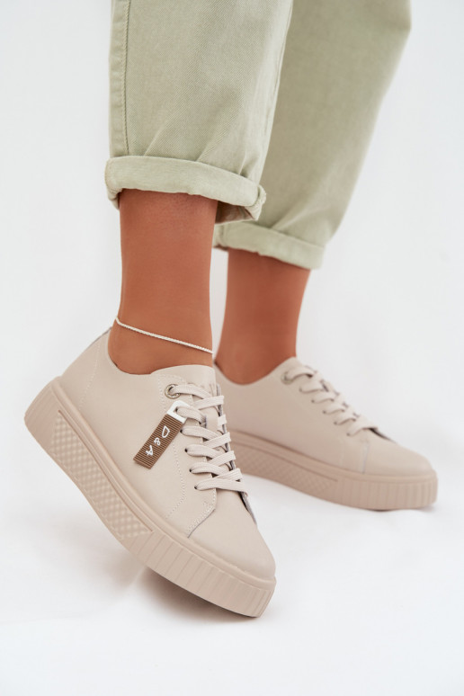 Sneakers modelio batai MoteriškassuĮjungtaturalnej Skóry D&A GR61-5591 smėlio spalvos