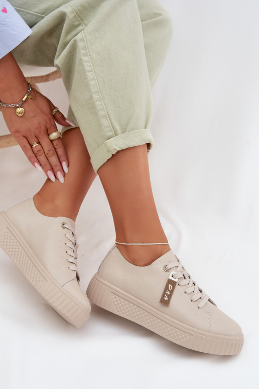 Sneakers modelio batai MoteriškassuĮjungtaturalnej Skóry D&A GR61-5591 smėlio spalvos