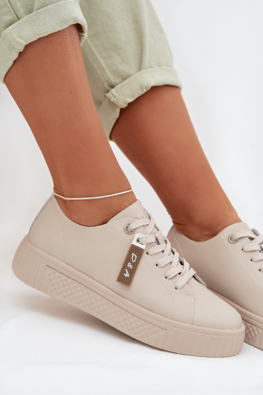 Sneakers modelio batai MoteriškassuĮjungtaturalnej Skóry D&A GR61-5591 smėlio spalvos