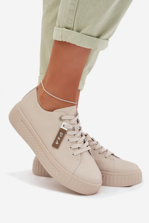 Sneakers modelio batai MoteriškassuĮjungtaturalnej Skóry D&A GR61-5591 smėlio spalvos