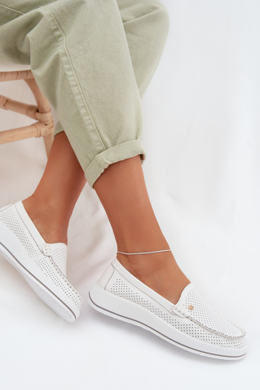 batai MoteriškassuĮjungtaturalnej Skóry S.Barski GR61-5980 baltos spalvos