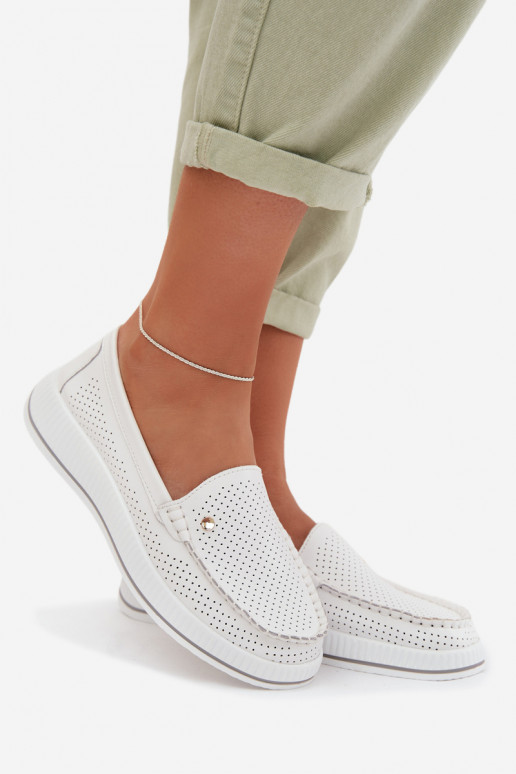 batai MoteriškassuĮjungtaturalnej Skóry S.Barski GR61-5980 baltos spalvos