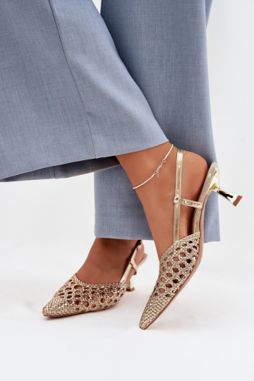 raštuotos basutės Moteriškas su kulniukais aukso spalvos Selinae 2