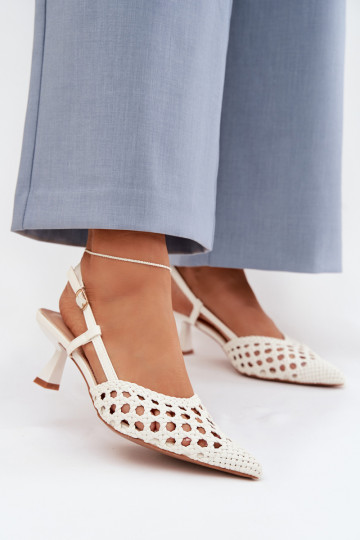 raštuotos basutės Moteriškas su kulniukais baltos spalvos Selinae 2