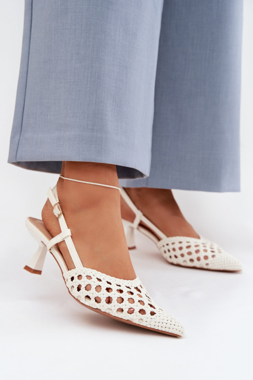 raštuotos basutės Moteriškas su kulniukais baltos spalvos Selinae