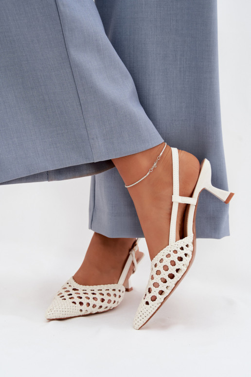 raštuotos basutės Moteriškas su kulniukais baltos spalvos Selinae