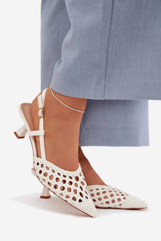 raštuotos basutės Moteriškas su kulniukais baltos spalvos Selinae