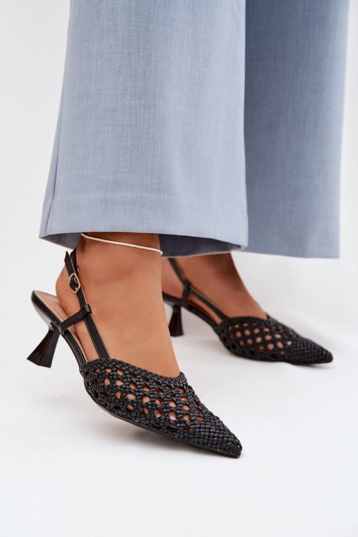 raštuotos basutės Moteriškas su kulniukais juodos spalvos Selinae