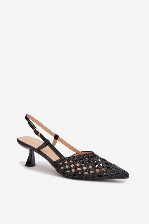 raštuotos basutės Moteriškas su kulniukais juodos spalvos Selinae