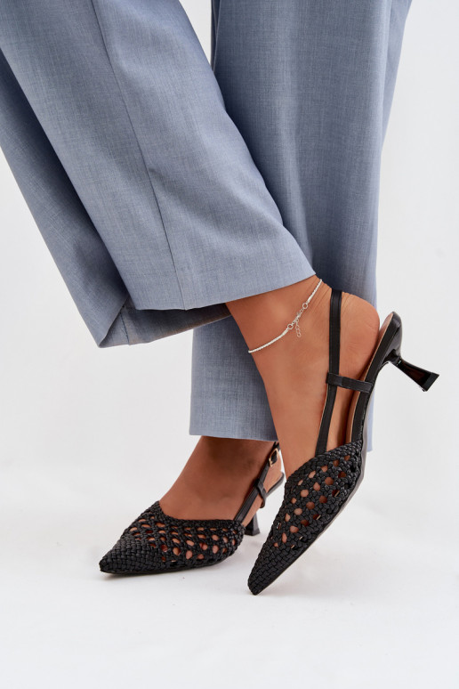 raštuotos basutės Moteriškas su kulniukais juodos spalvos Selinae