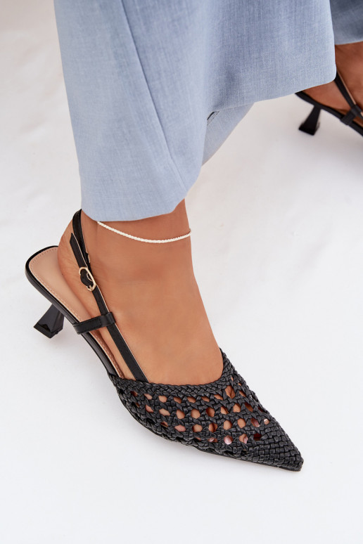 raštuotos basutės Moteriškas su kulniukais juodos spalvos Selinae