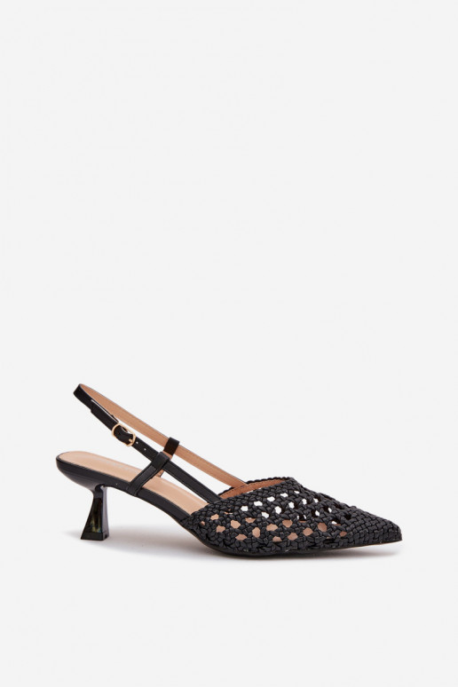 raštuotos basutės Moteriškas su kulniukais juodos spalvos Selinae